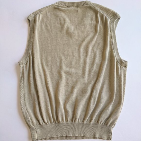 Vintage Tan Sweater Vest V-neck Cotton Tweed - Picture 3 of 7